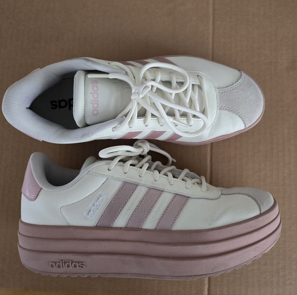 Adidas Women's Cream and Pink Sneakers